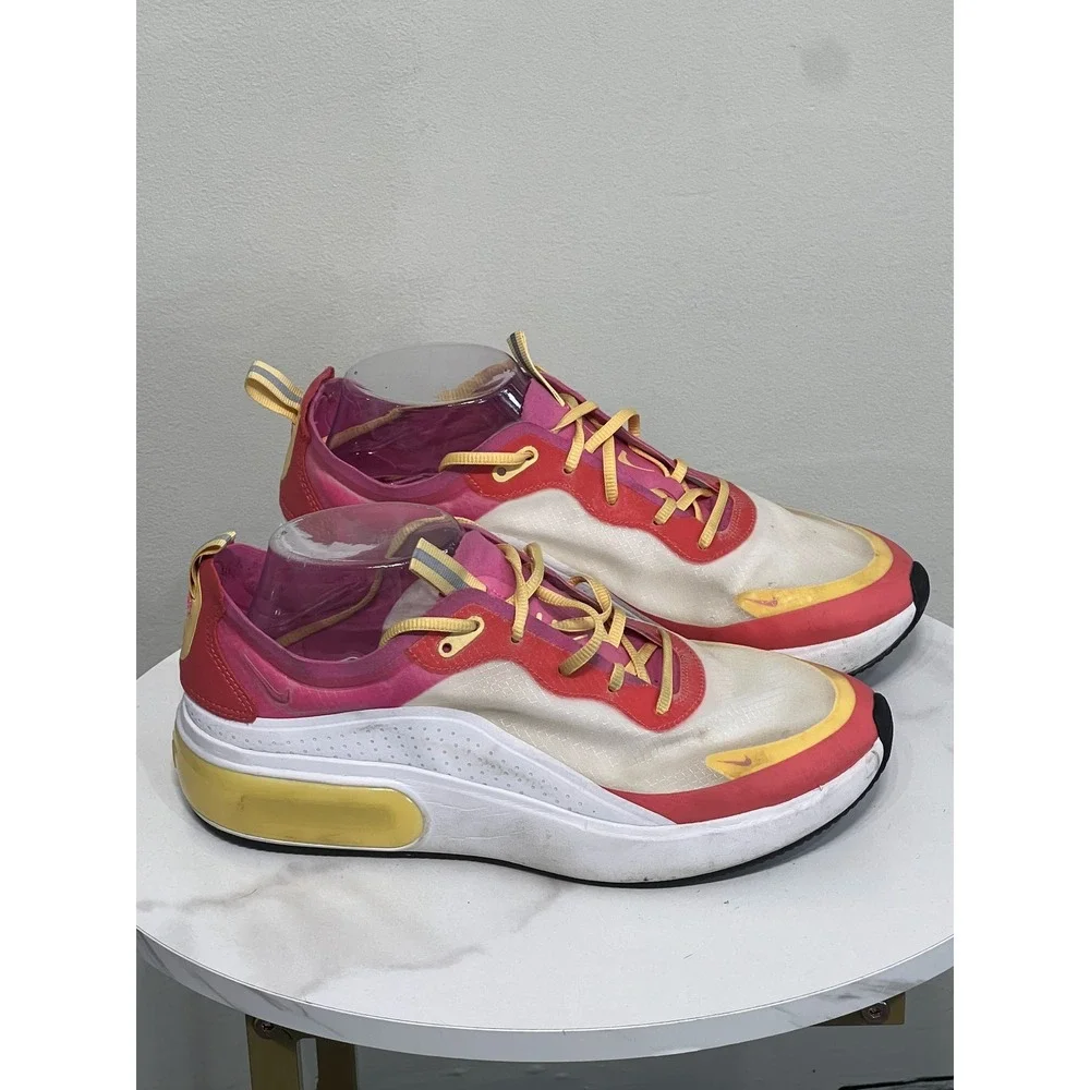 Nike Air Max Pink White Yellow Orange Casual Athletic Sneakers Shoes Size 9.5